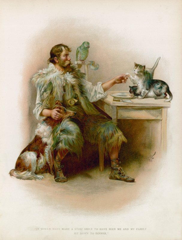 Ilustracja do Robinsona Crusoe autorstwa Joseph Finnemore
