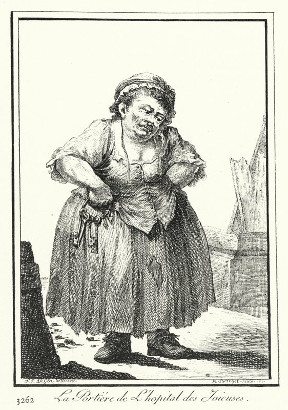 Odźwierny Hopital des Joieuses (rycina) autorstwa Joseph Franz von (after) Goez