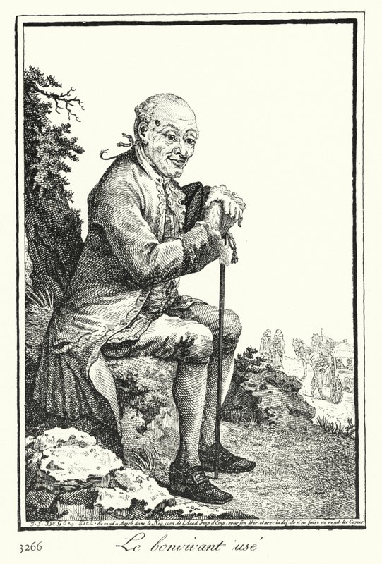 Zużyte Bon Viveur (grawerowanie) autorstwa Joseph Franz von (after) Goez