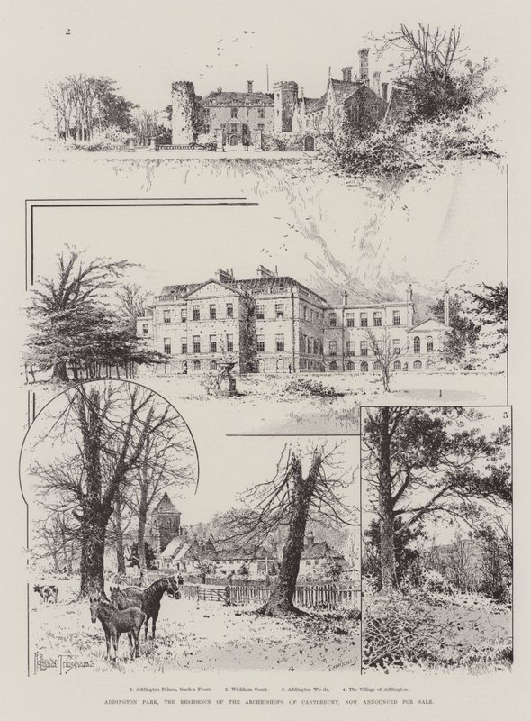 Addington Park, rezydencja arcybiskupów Canterbury, teraz ogłoszona na sprzedaż autorstwa Joseph Holland Tringham