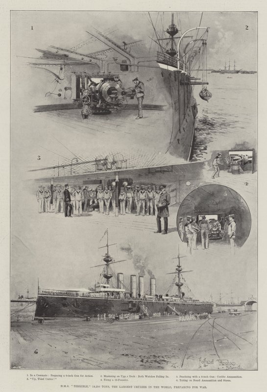 HMS Terrible, 14 220 ton, największy krążownik na świecie, przygotowujący się do wojny autorstwa Joseph Holland Tringham
