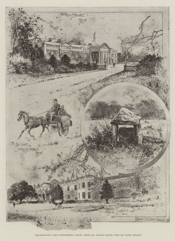 Mountstewart, Dom Lorda Londonderry, w którym zatrzymał się pan Balfour podczas wizyty w Belfaście autorstwa Joseph Holland Tringham