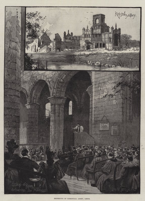 Ponowne otwarcie opactwa Kirkstall w Leeds autorstwa Joseph Holland Tringham