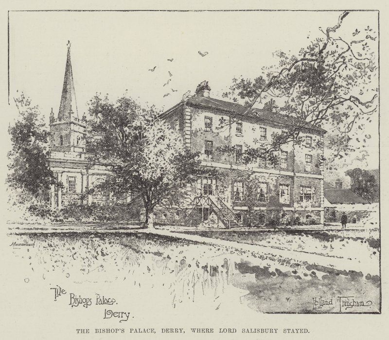 Pałac biskupi w Derry, w którym przebywał lord Salisbury autorstwa Joseph Holland Tringham