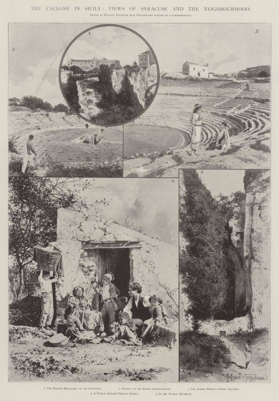 Cyklon na Sycylii, widoki Syrakuz i okolic autorstwa Joseph Holland Tringham