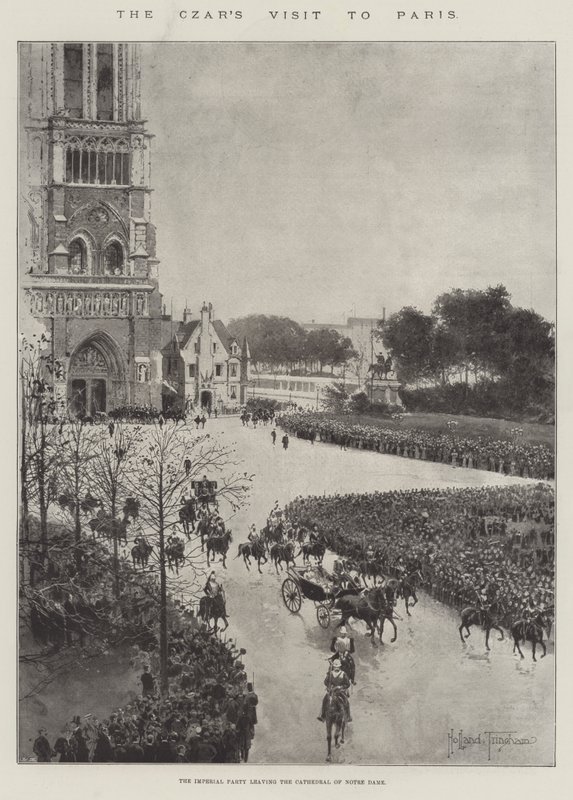 Wizyta cara w Paryżu, przyjęcie cesarskie przed katedrą Notre Dame autorstwa Joseph Holland Tringham
