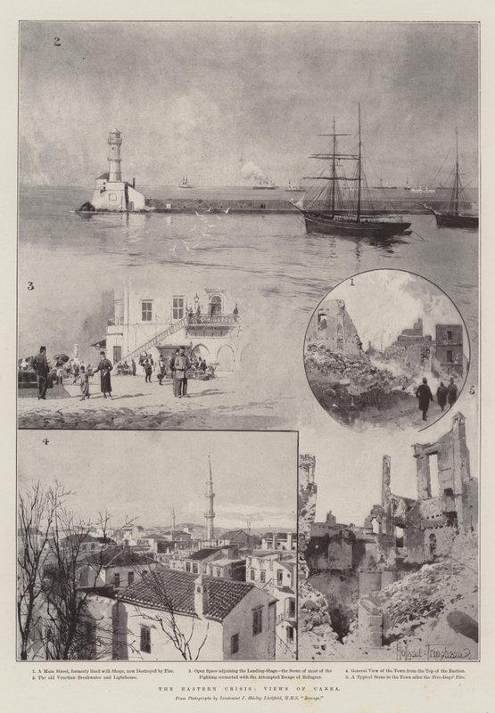 Kryzys wschodni, widoki Canea autorstwa Joseph Holland Tringham
