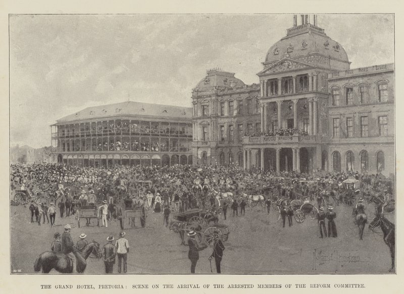 Grand Hotel, Pretoria, scena po przybyciu aresztowanych członków Komisji Reformy autorstwa Joseph Holland Tringham