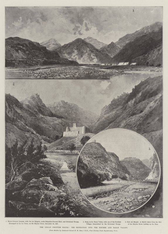 Powstanie granicy indyjskiej, wyprawa do doliny Khyber i Bazar autorstwa Joseph Holland Tringham