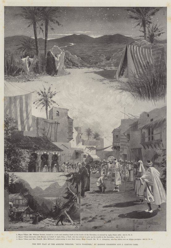 Nowa sztuka w Adelphi Theatre, Boys Together Haddon Chambers i J Comyns Carr autorstwa Joseph Holland Tringham