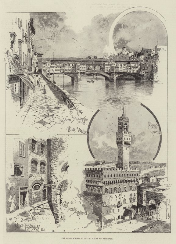 Wizyta królowej we Włoszech, widoki Florencji autorstwa Joseph Holland Tringham