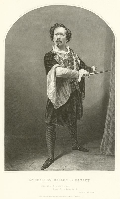 Pan Charles Dillon jako Hamlet, Akt III, Scena IV autorstwa Joseph Kenny Meadows