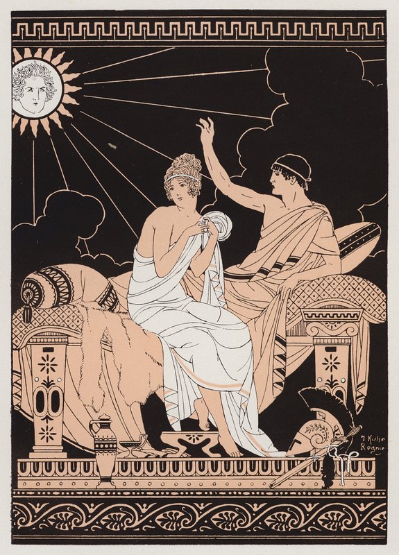 Afrodyta i Eros (kolorowa litografia) autorstwa Joseph Kuhn Regnier
