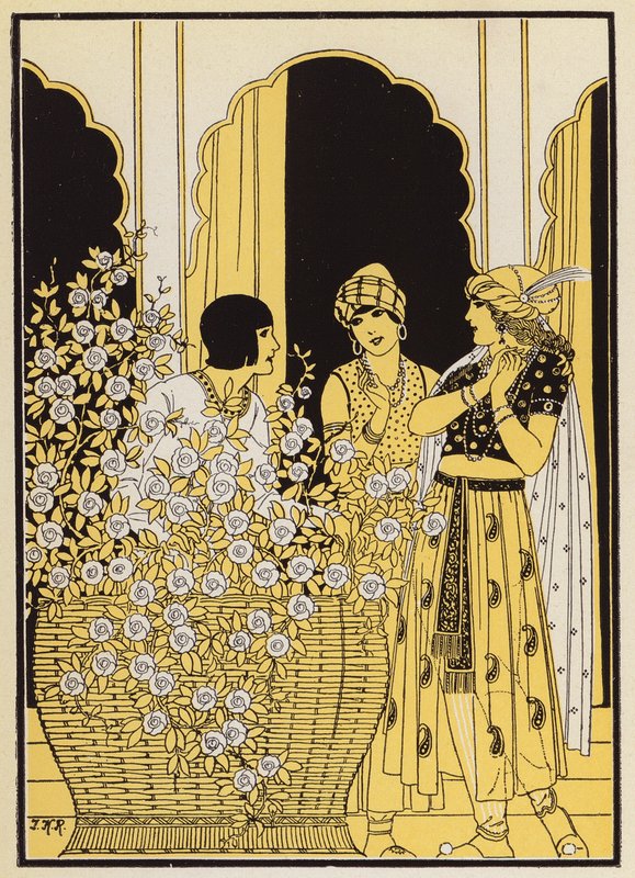 Floire i Blancheflor (litografia kolorowa) autorstwa Joseph Kuhn Regnier