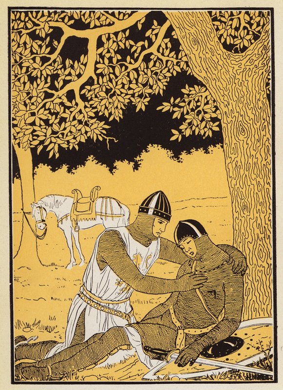 Guillaume i jego siostrzeniec Vivien (kolorowa litografia) autorstwa Joseph Kuhn Regnier