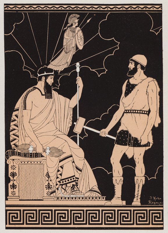 Narodziny Ateny (kolorowa litografia) autorstwa Joseph Kuhn Regnier