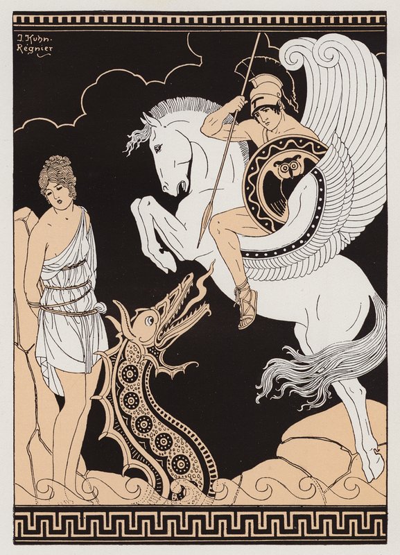 Perseusz i Andromeda (kolorowa litografia) autorstwa Joseph Kuhn Regnier