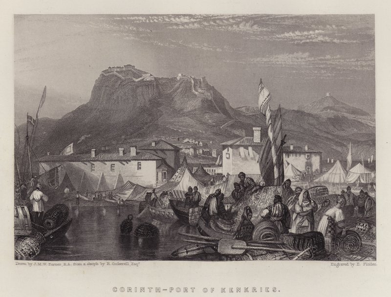 Corinth, Port of Kenkries (kolor lito) autorstwa Joseph Mallord William (after) Turner