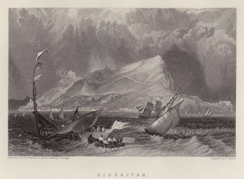 Gibraltar (kolor lito) autorstwa Joseph Mallord William (after) Turner