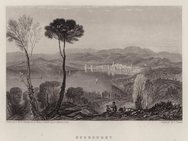 Negropont (kolor lito) autorstwa Joseph Mallord William (after) Turner