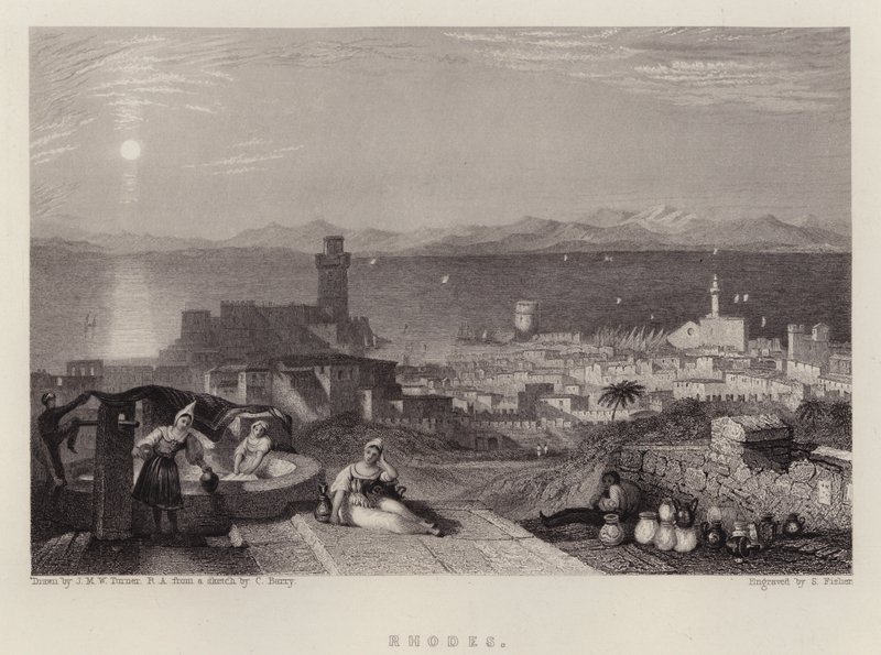 Rodos (kolor lito) autorstwa Joseph Mallord William (after) Turner