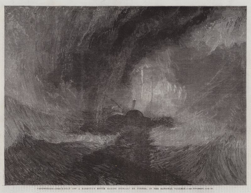 Burza śnieżna, parowiec wypływający z ujścia portu dający sygnały, w Galerii Narodowej autorstwa Joseph Mallord William Turner