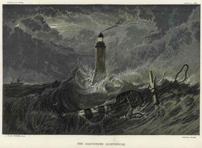 Latarnia morska Eddystone na skałach Eddystone autorstwa Joseph Mallord William Turner