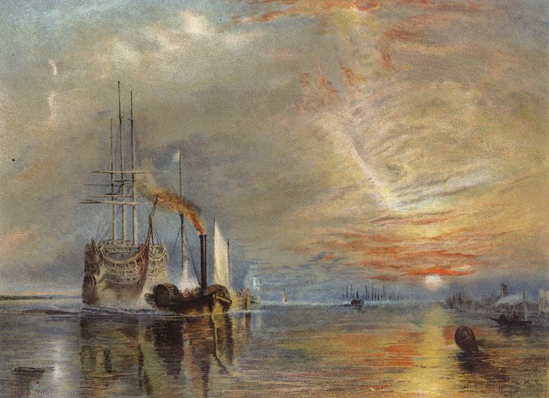 „Stary Temeraire pociągnął do swojej ostatniej nabrzeża” autorstwa Joseph Mallord William Turner