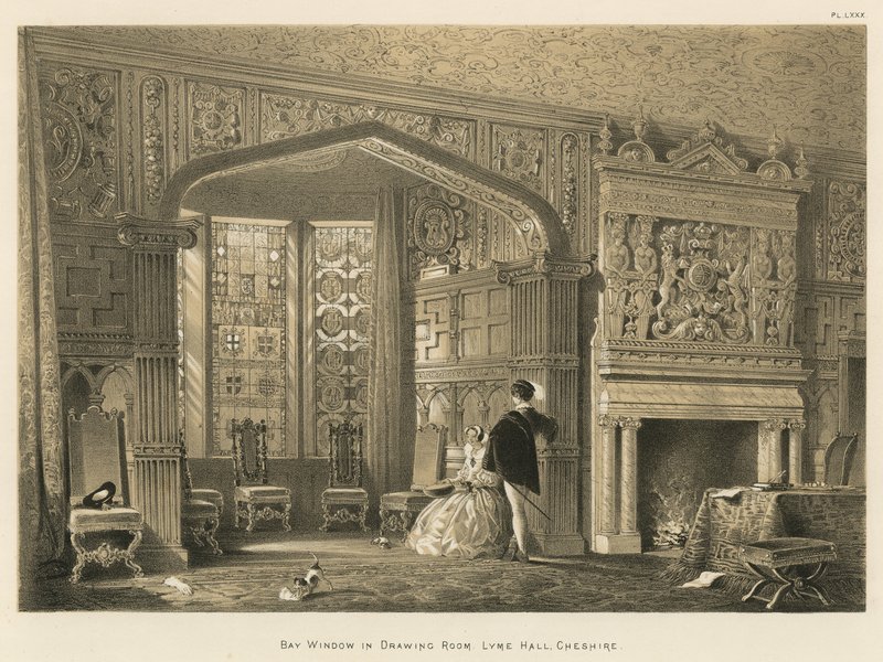 Okno wykuszowe w sali rysunkowej, Lyme Hall, Cheshire autorstwa Joseph Nash