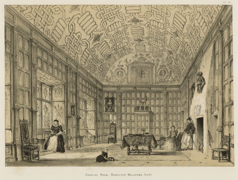 Salon, Boughton-Malherbe, Kent autorstwa Joseph Nash
