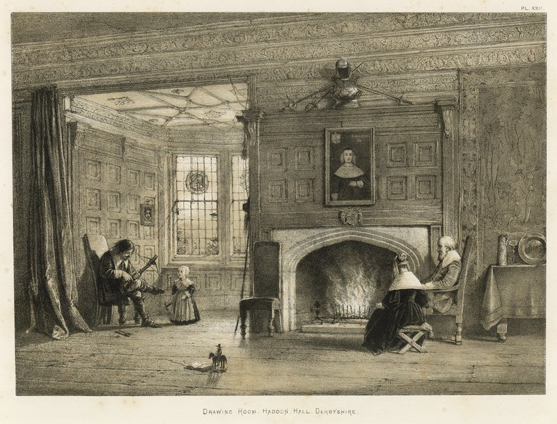 Salon, Haddon Hall, Derbyshire autorstwa Joseph Nash