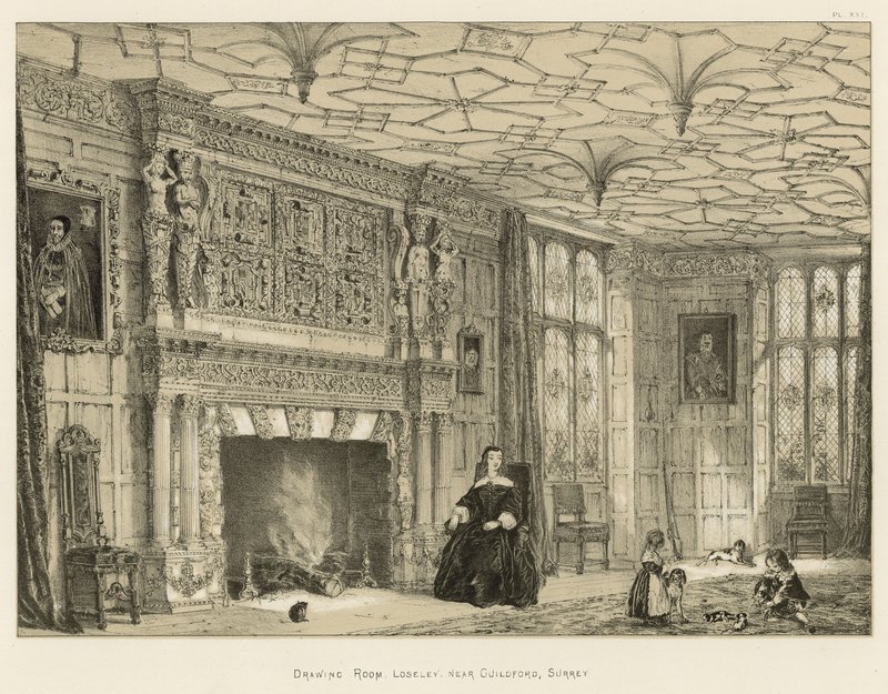 Salon, Loseley, niedaleko Guildford, Surrey autorstwa Joseph Nash
