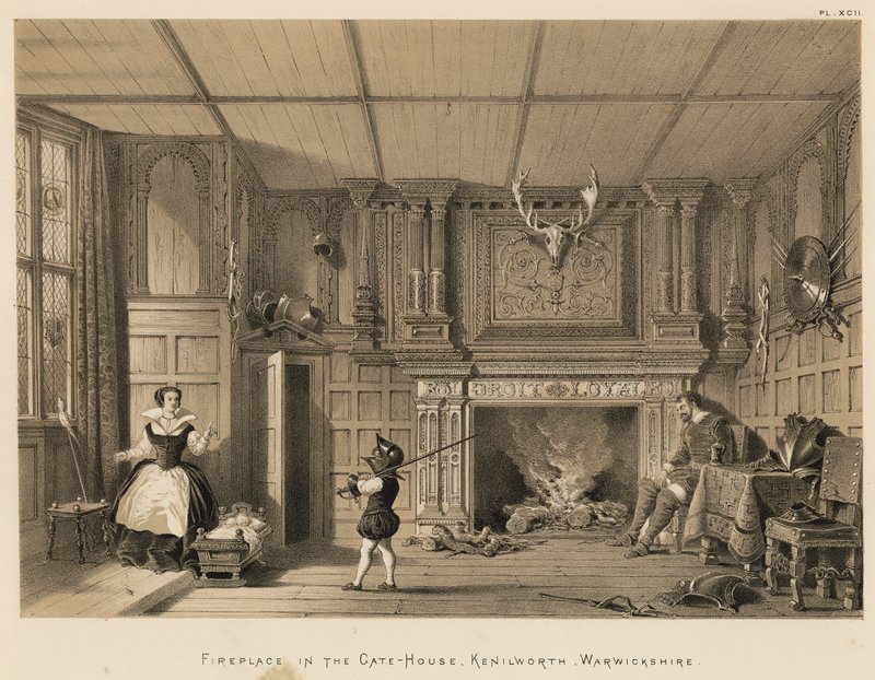 Kominek w Gate-House, Kenilworth, Warwickshire autorstwa Joseph Nash