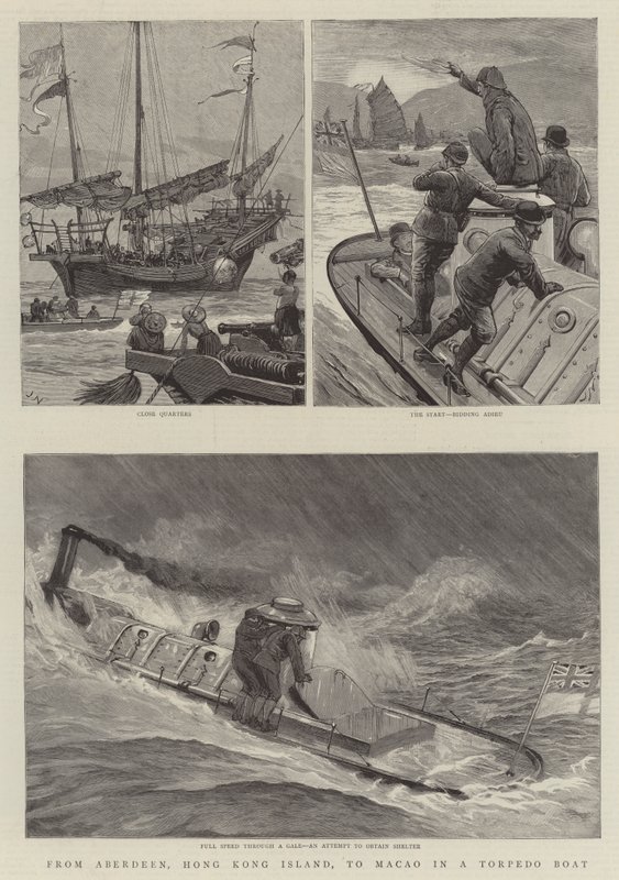 Z Aberdeen, wyspa Hong Kong, do Makau w łodzi torpedowej autorstwa Joseph Nash