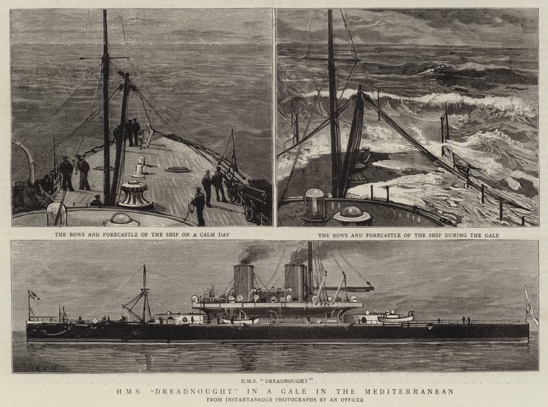 H M S Dreadnought podczas wichury na Morzu Śródziemnym autorstwa Joseph Nash