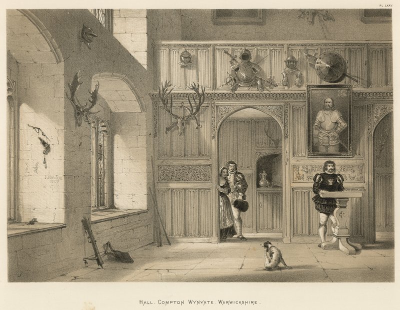 Hall, Compton Wynyate, Warwickshire autorstwa Joseph Nash
