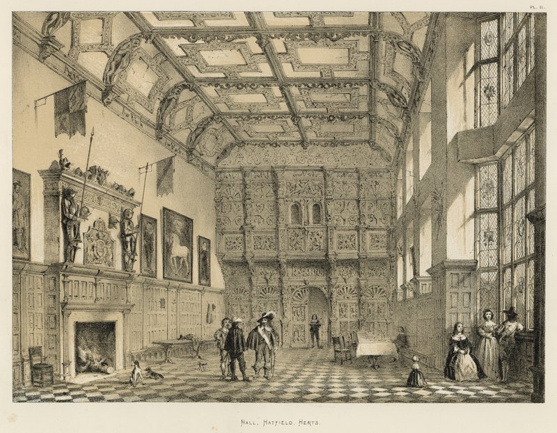 Hall, Hatfield, Herts autorstwa Joseph Nash