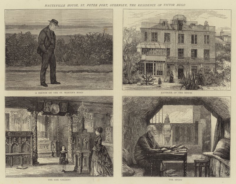 Hauteville House, St Peter Port, Guernsey, rezydencja Victora Hugo autorstwa Joseph Nash