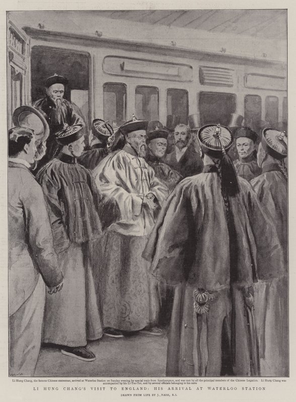 Wizyta Li Hung Changa w Anglii, jego przyjazd na stację Waterloo autorstwa Joseph Nash