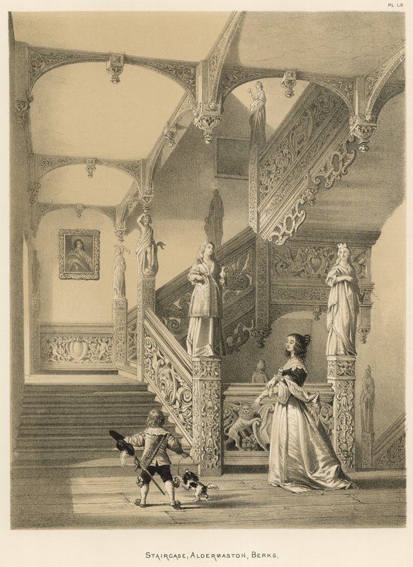 Klatka schodowa, Aldermaston, Berks autorstwa Joseph Nash