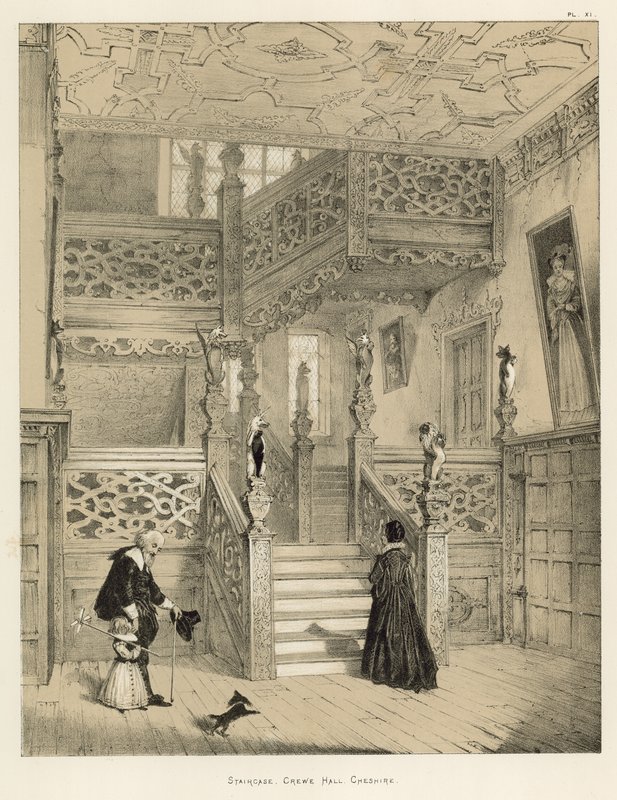 Schody, Crewe Hall, Cheshire autorstwa Joseph Nash