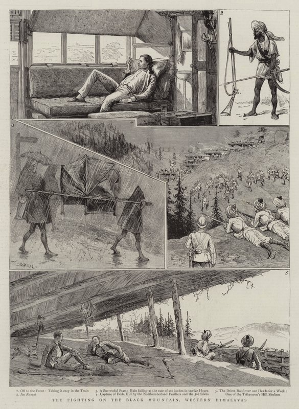 Walka na Czarnej Górze, Zachodnie Himalaje autorstwa Joseph Nash