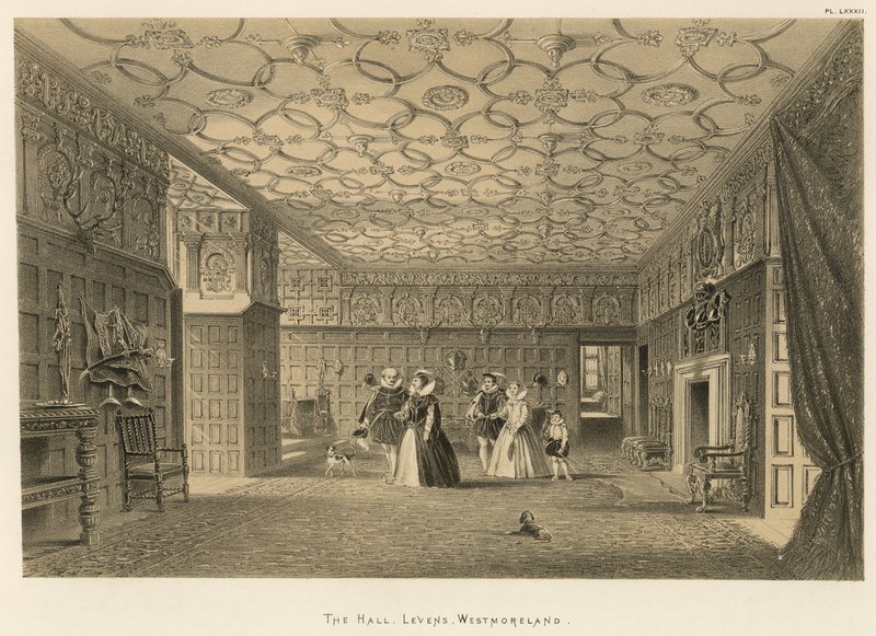 Hall, Levens, Westmoreland autorstwa Joseph Nash