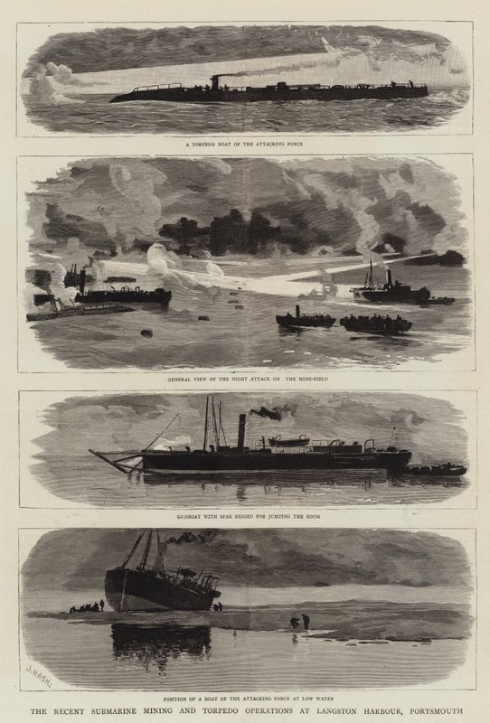 Ostatnie wydobycie z okrętów podwodnych i operacje torpedowe w porcie Langston, Portsmouth autorstwa Joseph Nash