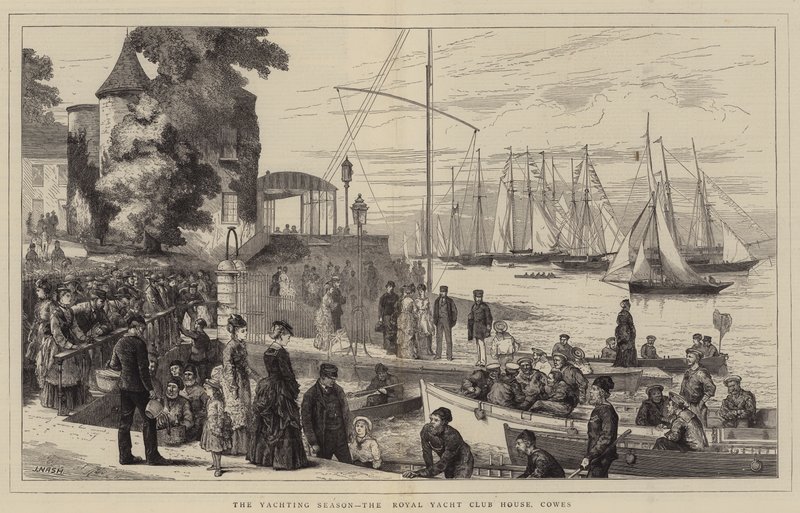 Sezon żeglarski, Royal Yacht Club House, Cowes autorstwa Joseph Nash