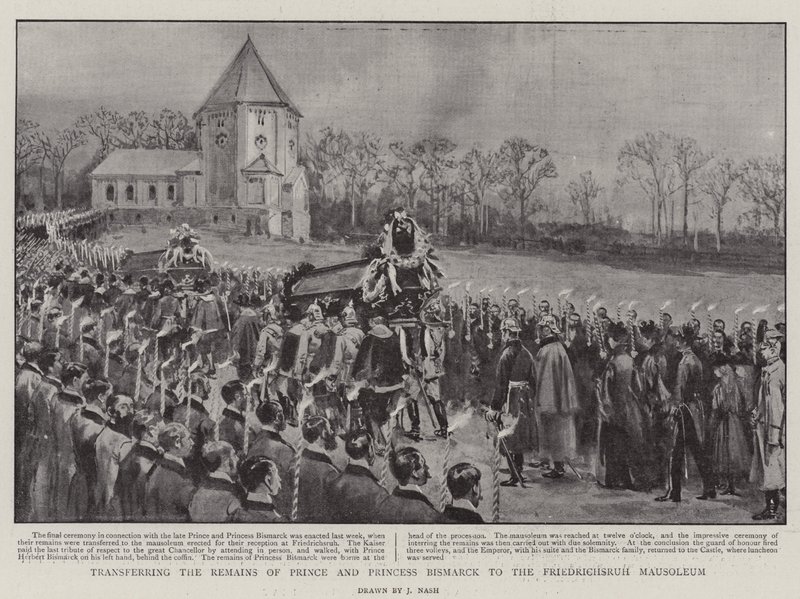 Przeniesienie szczątków księcia i księżnej Bismarck do Mauzoleum Friedrichsruh autorstwa Joseph Nash