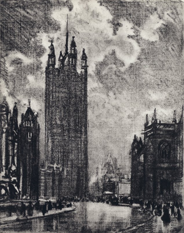Wieża Wiktorii autorstwa Joseph Pennell
