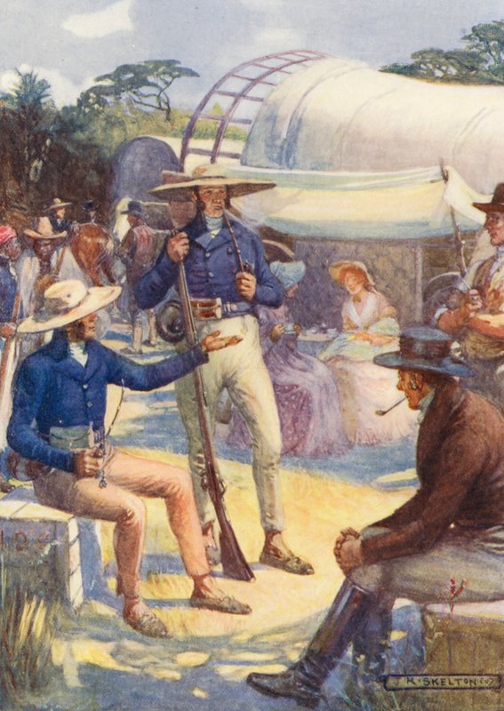 1820 Osadnicy i ich konwoje burskie (kolorowa litografia) autorstwa Joseph Ratcliffe (after) Skelton