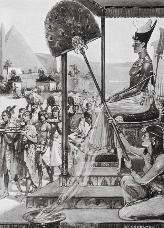 Złożenie hołdu Ramzesowi II, XIX dynastia (litografia) autorstwa Joseph Ratcliffe (after) Skelton