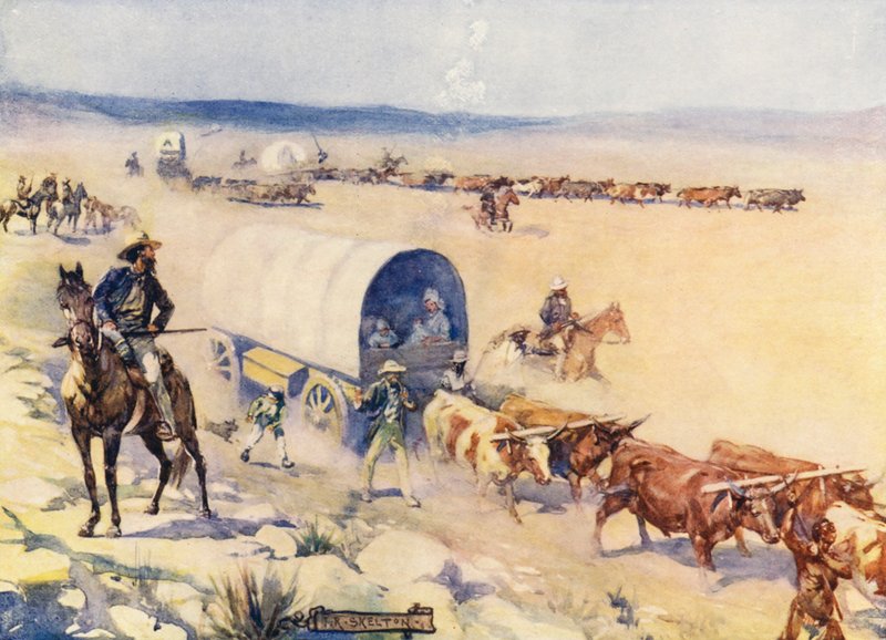 The Voor-Trekkers (litografia kolorowa) autorstwa Joseph Ratcliffe (after) Skelton